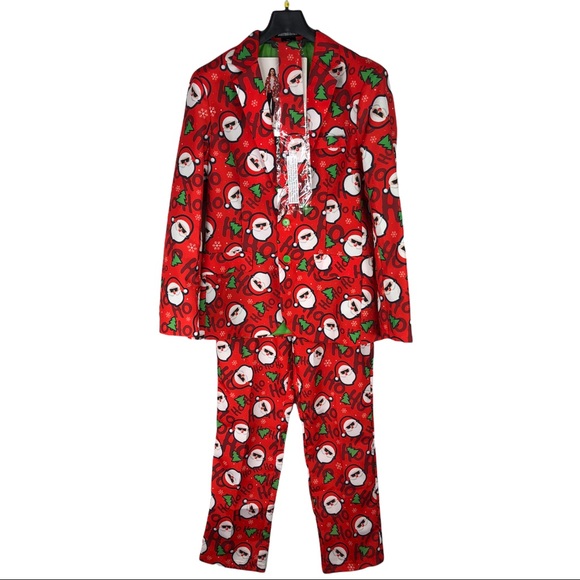 🆕 Suitmeister Cool Santa Christmas 3pc Suit Set Men's Size Medium 38-40R - Picture 2 of 9